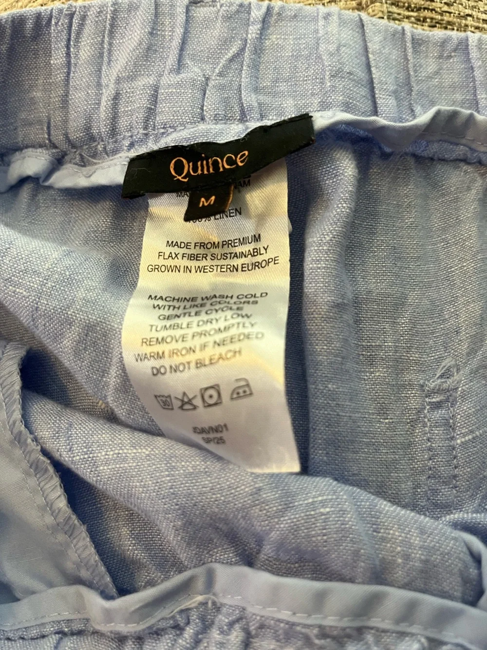 Quince Light Blue Linen-Blend Elastic Waist Men’s Pants